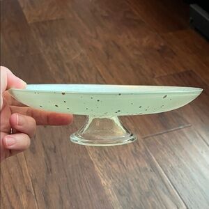 Elegant Silver and Gold Speckled Glass Serving Dish
